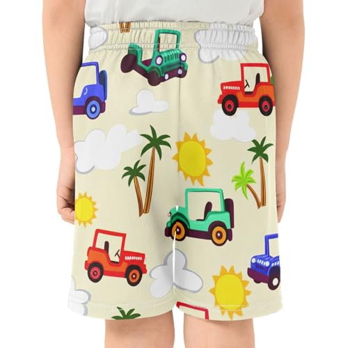 Colorful Jeeps Athletic Shorts with Zipper Pockets, Youth Boys Athletic Running Shorts for Summer3