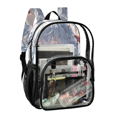 Anime Dragon Woman Clear Backpack, PVC Transparent Bag with Large Capacity for Boys, Girls, Men, Women, See Through Bookbag for School Work College Travel2