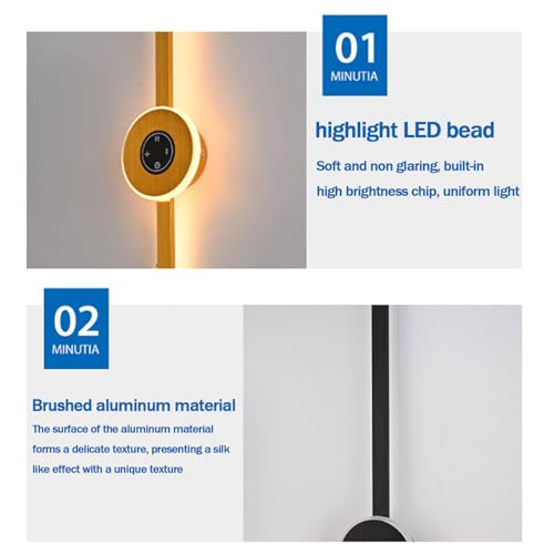 LED largo luz de pared interruptor táctil regulable interior negro moderno 3