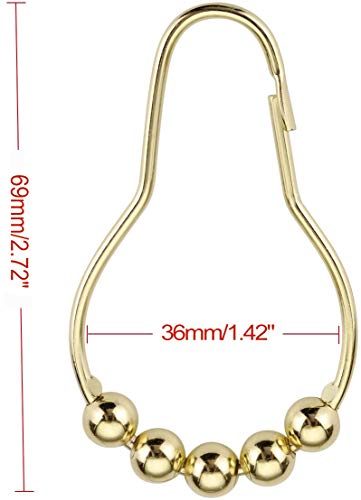 Gold Shower Curtain Hooks, Amazer Shower Curtain Rings Hooks, 12 Pcs Stainless Steel Shower Hooks For Shower Curtain, Rust Proof Shower Curtain Hooks, Shower Rings For Curtain Bathroom #TOP4