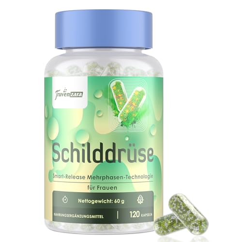 Complejo para la Tiroides para Mujeres, Cápsulas de Liberación Inteligente con Yodo, Selenio, Ashwagandha y 20.000 Millones de UFC de Probióticos, No OGM, 120 Cápsulas