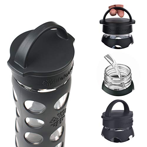 Lifefactory 16-Ounce BPA-Free Glass Water Bottle with Classic Cap and Protective Silicone Sleeve, Optic White