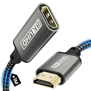 Zestiq HDMI Verlängerungskabel, 8K Stecker auf Buchse HDMI Verlängerung Kabel, 48 Gbps Ultra High Speed, UHD, HDR, ARC, 3D Kompatibel mit TV Stick, Roku, Blu-Ray, Xbox, PS5, HDTV, Laptop – 1 m