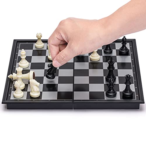 Yellow Mountain Imports 3-In-1 Travel Magnetic Chess, Checkers, And Backgammon Set - 9.8 Inches - Portable, Folding, And Travel Perfect #TOP1