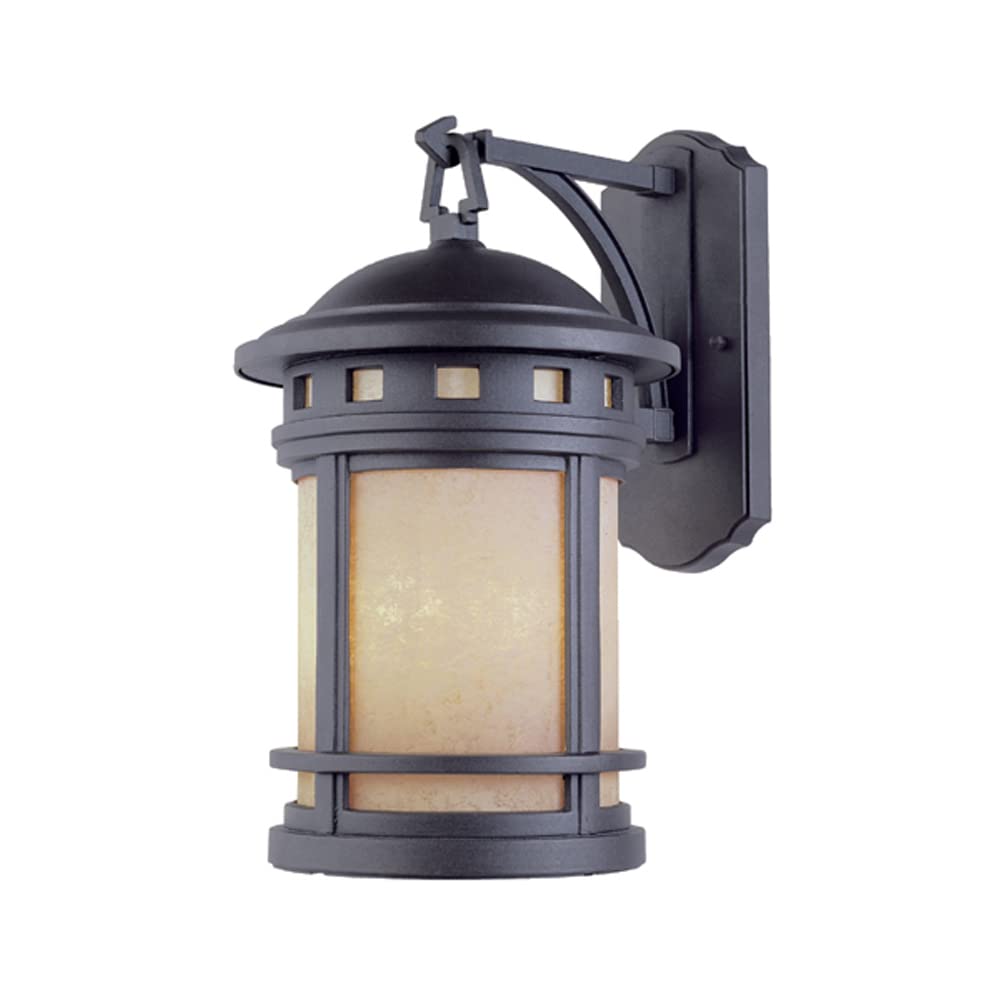 Designers Fountain 2381-AM-ORB Sedona Outdoor Wall Lantern Sconce, Oil Rubbed Bronze with Amber Glass Shade, 11.75