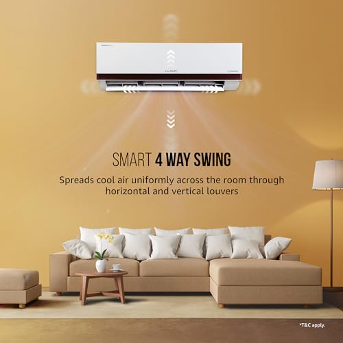 Image of Lloyd 1.5 Ton 5 Star Inverter Split AC (5 in 1 Convertible, Cools Even at 52C, Anti Corrosion Coating, Copper, PM 2.5 Filter, White with Red Deco Strip, GLS18I5KWEGW)