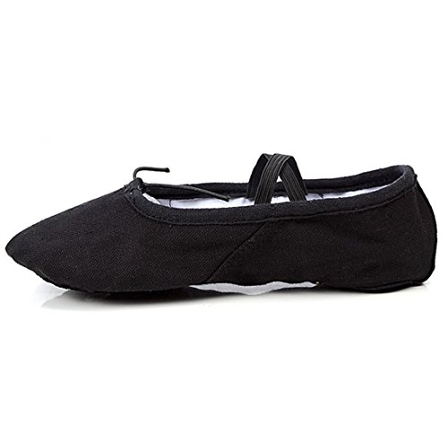 Nexete Mens Ballet Dance Yoga Gymnastics Split-Sole Canvas Adult Shoes Slipper (10, Black)