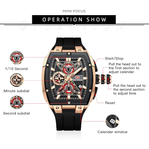 Image of MF MINI FOCUS Men's Watch Analog Wrist Watchh for Men with Chronograph,Ideal for Sports Enthusiasts and Daily Wear