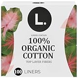 L. Ultra Thin Liners for Women, Regular Coverage, Organic Cotton Top Layer, Unscented Pantiliners, 100 Count