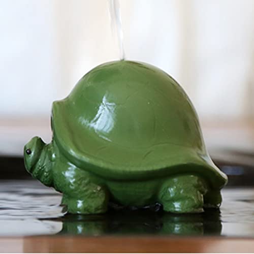 Statue tortue argile violette vert boue, décoration et jeu de thé - 4