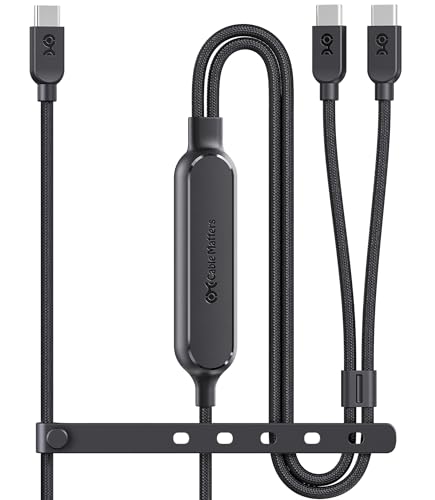 Cable Matters 2-in-1 140W USB C �P�[�u�� 1.8m �^�C�vC ��҃P�[�u�� | Type-C�I�X-�f���A���I�X, �X�}�[�g�d�͔z���F�m�[�gPC��X�}�[�g�t�H���ɍœK�ȏ[�d���