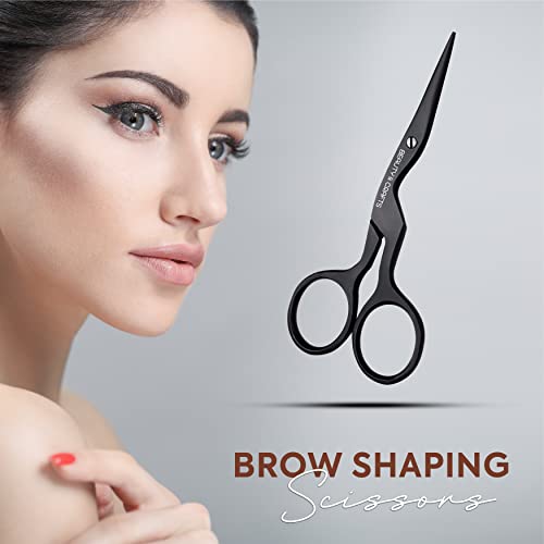 Beauty & Crafts 3 In 1 Eyebrow Scissors ,Nose Scissors And Eyebrow Comb Brush - German Steel Eyebrow Grooming Kit For Men & Women (Black) #TOP1