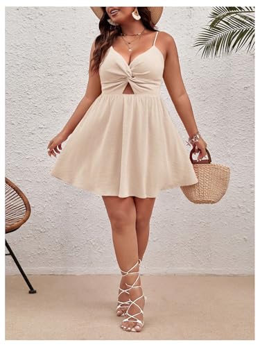 Image of Floerns Women's Plus Size Cut Out Twist Front Sleeveless Flare Hem Cami Dress