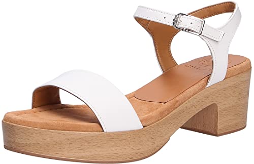 Unisa Irita_22_NS, Sandalia con talón Mujer, Blanco, 36 EU