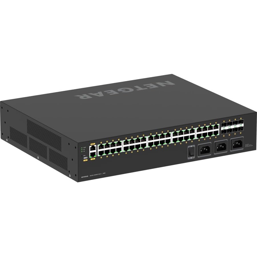 Image of NETGEAR AV Line M4250-40G8XF-PoE++ 48 Port Switch GSM4248UX-100NAS | L3 Managed | 40x1G PoE++ 2880W and 8x10G SFP+ | Rack-Mountable | Cloud Care's 3 Year Warranty SupportPlus Included