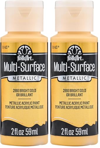 Image of FolkArt multisurface metallic paint, 2 oz, Bright Gold (Pack of 2)