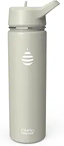 Clearly Filtered Water Bottle | Removes 220+ Contaminants, Double-Wall Insulated Stainless Steel, BPA/BPS Free, Phthalate Free, Filters Flouride Lead Chlorine (20oz, Sage Gray)