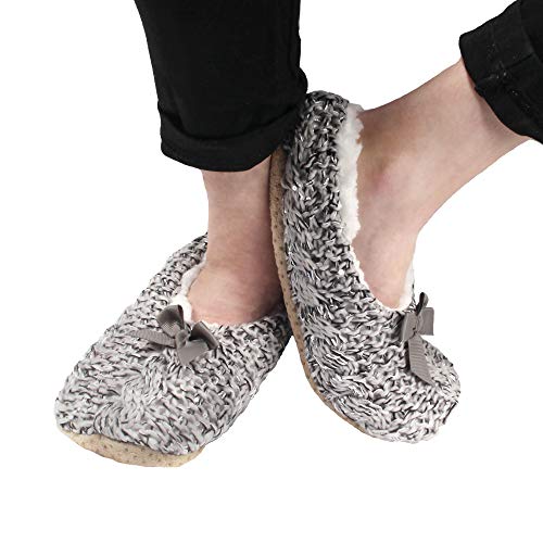 Image of BambooMN Women's Stripe Patterned Non-Slip Lined Travel Home Slippers - 2 Pairs