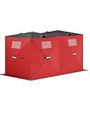 Garvee Pop-up Ice Fishing Tent for 6-8 Persons, Hub-Style Insulated Portable Ice Fishing Shelter with Carrying Bag, Zippered Door, Wind Rope & Anchors, Red