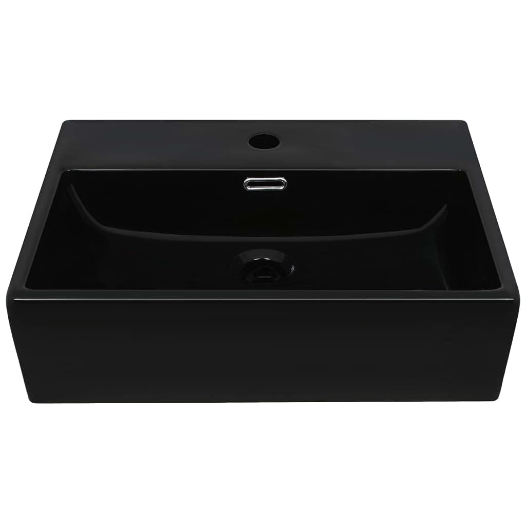 vidaXL Umywalka ceramiczna z otworem na kran, 51,5x38,5x15 cm, czarna