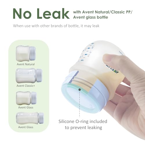 Image of Maymom Travel Bottle Caps Compatible with Avent Bottle; Cap Replace Avent Natural Bottle Screw Ring n Sealing Disc; Fit Avent Anti-colic Polypropylene, Glass Bottle, Avent PP, Bottle Lids Replacement