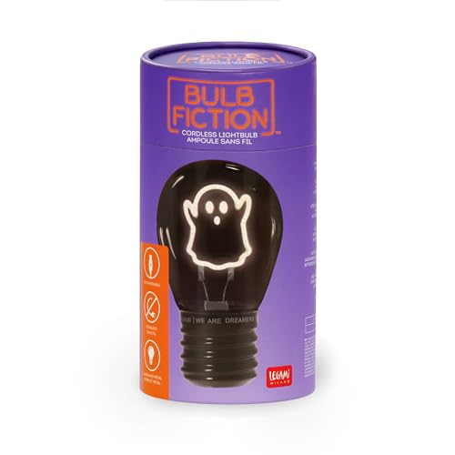 Lampada da Tavolo a forma di Lampadina, Ricaricabile con Cavo USB, Senza Fili, Bulb Fiction, Tema Ghost, 6.8 x 10.3 cm - Gadget - Immagine 4