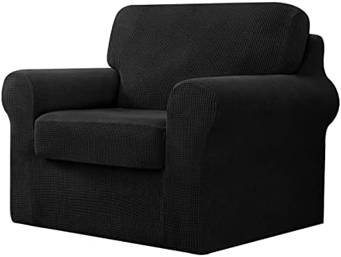 CHUN YI 5 Pieces Stretch Sofa Cover 2 Seater with Two Separate Cushions and Backrests Stylish Jacquard Spandex Fabric Sofa Slipcover for Living Room Furniture Protector(2 SeaterDark Blue)