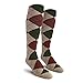 Argyle Golf Socks: Over-The-Calf - Taupe/Maroon/Olive - Youth
