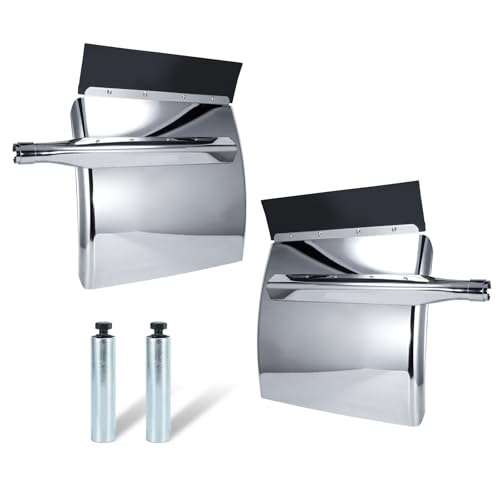 24 X 24 Stainless Steel Quarter Fenders for Semi Truck Universal Fit Quarter Fender Set of 2 with Single Bolt Mount Brackets & Support Tube Fit for Freightliner Peterbilt Kenworth