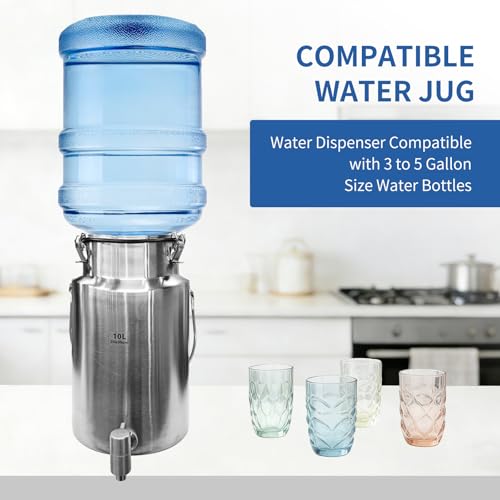 SWRONP 2.6 Gallon Water Dispenser,304 Stainless Steel Milk Can with Spigot,10L Water Jug,Airtight Food Storage Bucket,Leak-proof Liquid Storage Container with Tight Lid and Long Swivel Handle,Oil Pail by SWRONP - Image 6