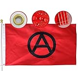 Premium Anarchist symbolism Flag 3x5 Ft Large,Embroidered Circle-A Symbols|Quadruple Stitched Fly Ends|Anarchism Punk Movement Official Anarchy Flags House Decoration Banner