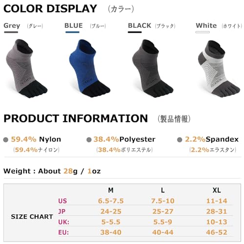 YAPJEB Toe Socks for Men and Women Five Finger High Performance Running Socks Coolmax Athletic Toe Socks for Men and Women2