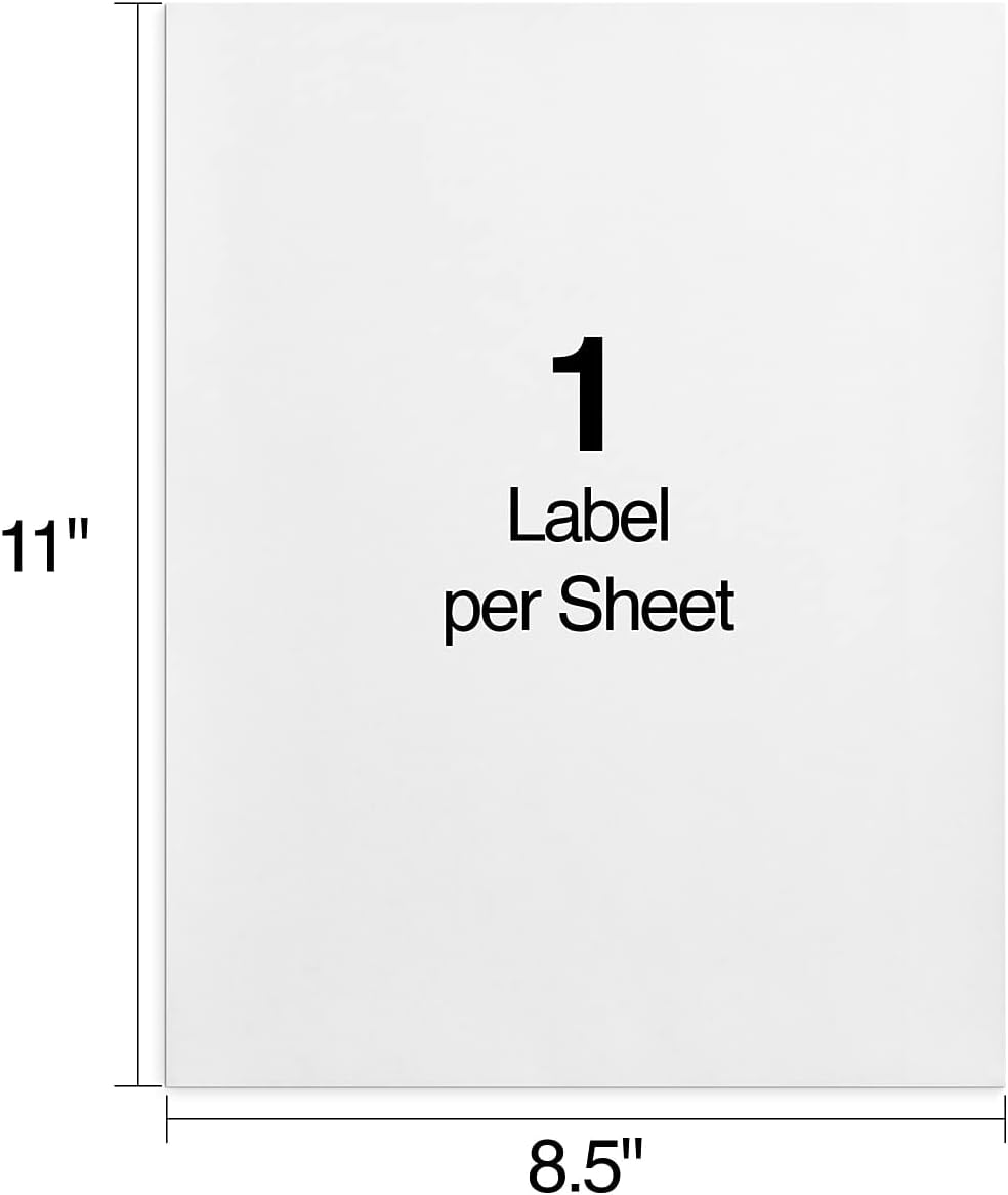 Staples Laser & Inkjet Shipping Labels, 8.5 x 11 Inch Full Sheet Labels, White, Permanent Adhesive, 200 Labels per Carton