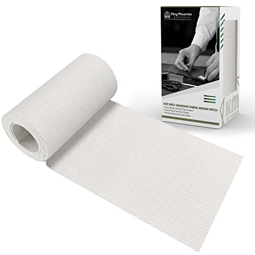 Image of KING MOUNTAIN 100% Cotton Fabric Iron-on Repair Patch, Inside&Outside Clothes Repair Patch, 3 inchx60 inch with Backing Glue Repair Decorative Patch kit (Off-White)