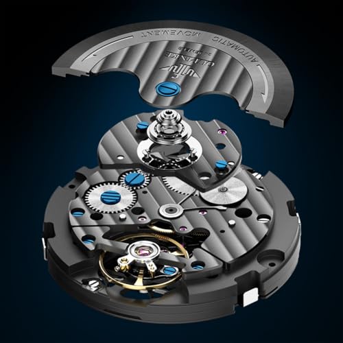 Image of OUPINKE Men Watch Automatic 5 Hands Multi Calendar Year /Month /Week /Date Mechanical 5ATM Waterproof Luxury Tungsten Steel Sapphire Crystal Wrist Watch for Men (3233:Black)