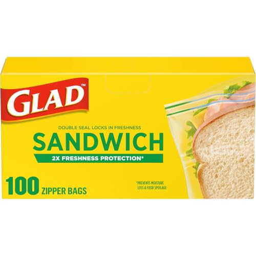 Amazon.com.br: Glad® Sacos para sanduíche com zíper para armazenamento de alimentos – 100 unidades (o pacote pode variar)