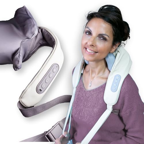 CLIMSOM ZEN | Masseur de Nuque | Cervicales et Cou | Sensation d'un Véritable Massage | Mode Mains Libres | 3 Intensités | Batterie rechargeable, câble USB-C fourni