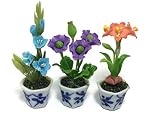 3pc Miniature Flower Clay Dollhouse Fairy Garden Mini Plant Trees Ceramic Paint Furniture Bundles Ar