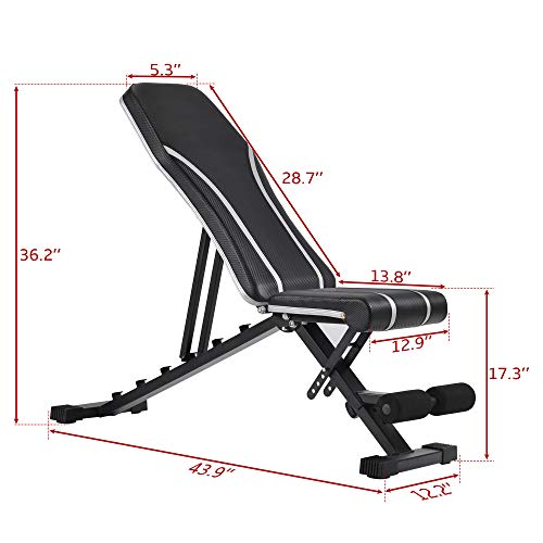 Merax Utility Weight Bench Adjustable Workout Bench for Weight Training, Full Body Workout