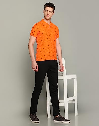 Image of INKKR Men's Printed Polo Neck Half Sleeve Multicolor T-Shirt