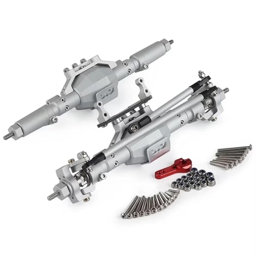 RC�t�����g���A�A�N�X���Z�b�g For Axial For SCX10 II 90046 90047 1/10 RC �J�[�N���[���[CNC�_�C�������h�V�F�C�v�A���~������̌^�t�����g���A�A�N�X��(Silver,Front Rear Axle)