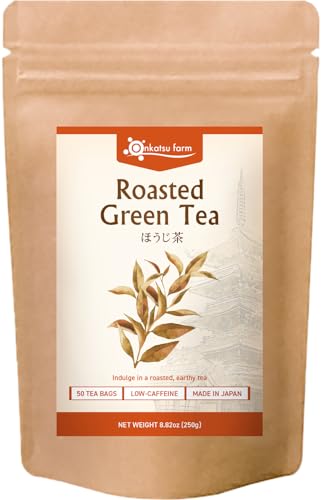 Onkatsu Frarm Roasted Green Tea hojicha tea Bags 50 Count Teabags Japanese Tea Caffeinated