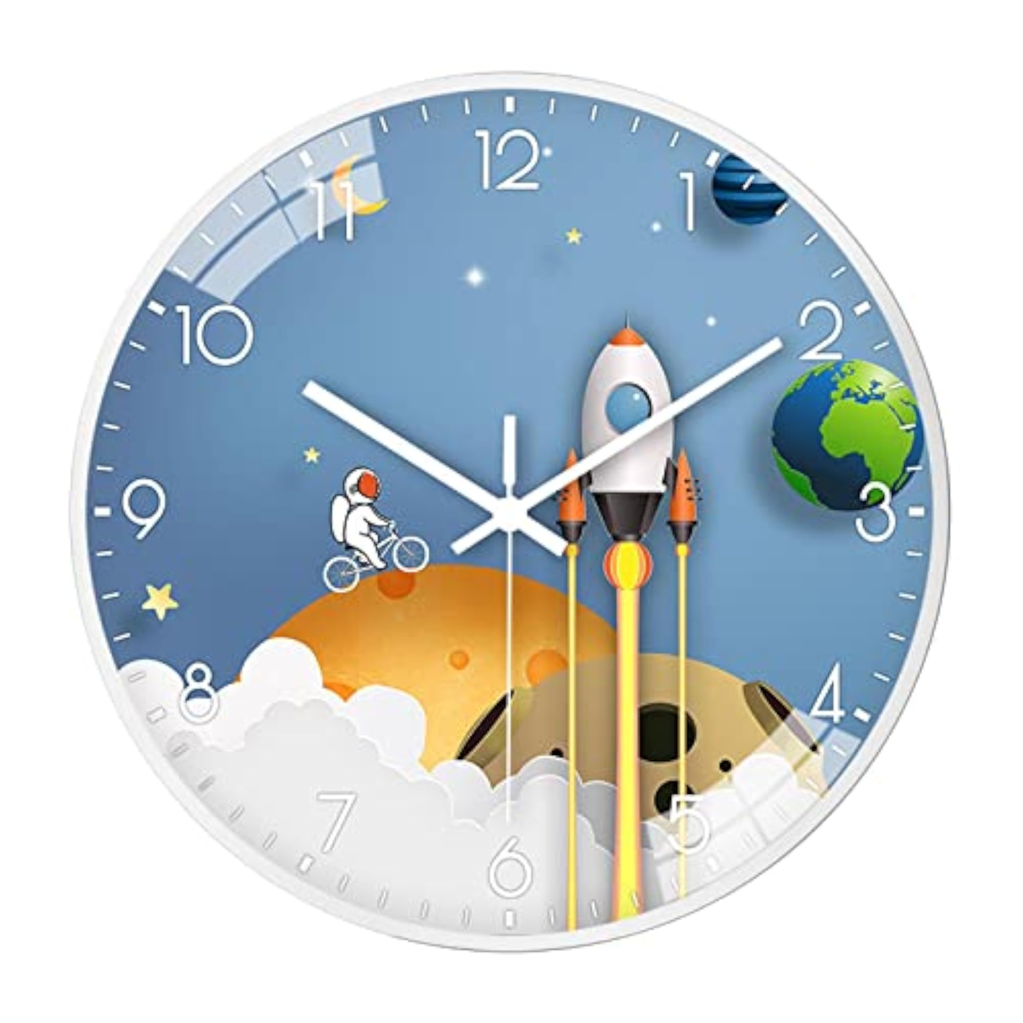 Astronaut Wall Hanging Clocks Non Ticking Quiet Space Decorative Clock