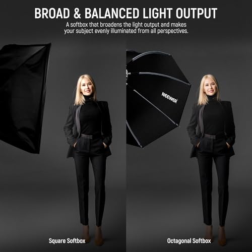 Image of NEEWER 35 inch /90cm Octagonal Softbox, Quick Release Bowens Mount Nylon Soft Box with Honeycomb Grid Light Diffusers Bag for RGB CB60 CB60B CB200B MS60B MS60C MS150B S101-300W /400W Pro Vision 4 Q4, NS35P