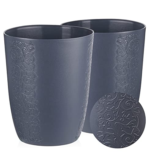 Tymar Blumentopf, 2er-Pack, Orchideentopf, Blumenkübel für Orchidee, Pflanzentopf aus Kunststoff, Moderne, schlanke, Runde Form (Graphit, ø 12,5 cm)