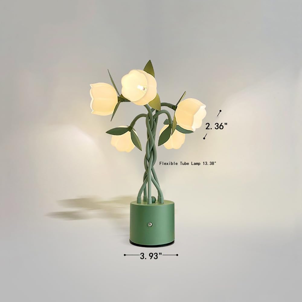 Flower Table Lamp - Lily of The Valley Lamp, 3 Color Modes Vintage Small Lamp Bedside Lamps LED Reading Light for Bedroom Living Room Corner Dorm Desk Home Decor