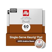 illy Coffee K Cup, Pods for Keurig Machines, Brasile Single Origin Roast, 100% Arabica, Premium Italian Coffee, 10 Count, 6 Pack