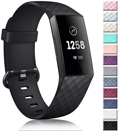 Tobfit Bands Compatible with Fitbit Charge 3 Bands / Fitbit Charge 4 Bands, Classic Sport Accessory Replacement Watch Strap Wristband for Fitbit Charge 3 Special Edition & Fitbit Charge 3 & Fitbit Charge 4 Women Men Large & Small (Black, Blue Gray, Large) - 1