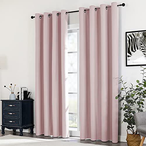 Zarnan Lot de 2 100% Occultants Rideaux avec Œillets, Crème Rosé, L 140 x H 245 cm, Rideau Isolant Thermique pour Chambre, Salon, Bureau Cover