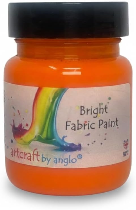Orange Fabric Paint Permanent for Clothes. Textile Fabric Paints in 60ml. Ideal for Painting Clothes, T-shirts, Jeans, Bags & Canvas Shoes.